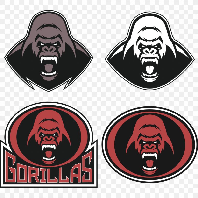 Gorilla Ape Cartoon Illustration, PNG, 1000x1000px, Gorilla, Ape, Cartoon, Facial Hair, Head Download Free