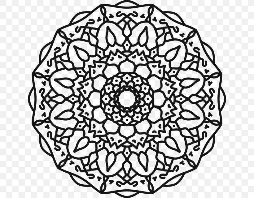 Mandala, PNG, 640x640px, Mandala, Area, Art, Black And White, Color Download Free