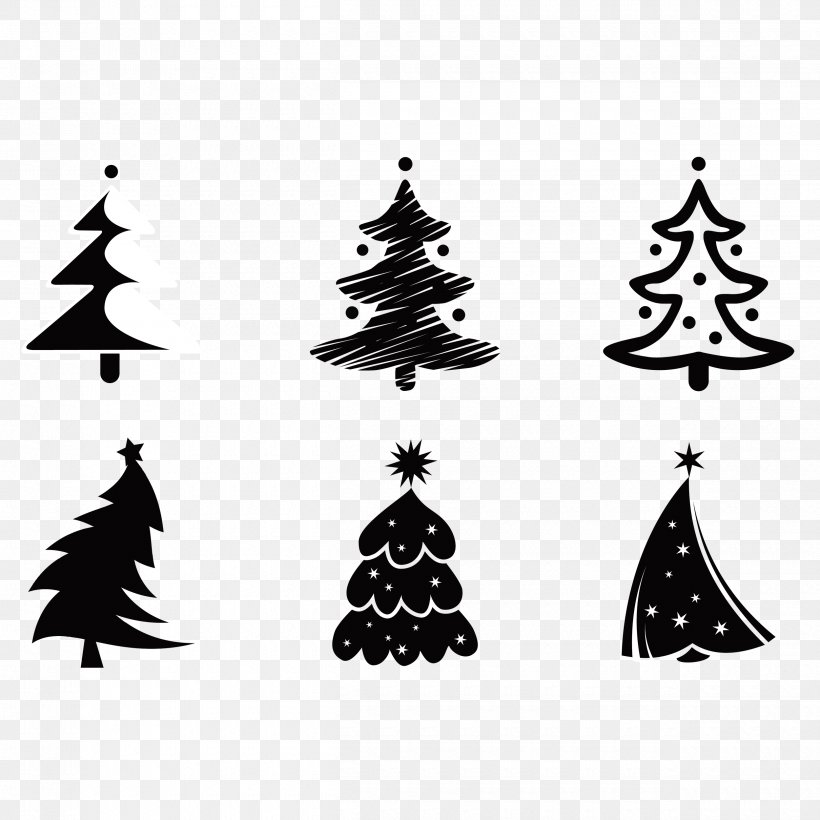 Vector Graphics Christmas Tree Christmas Day Illustration Silhouette, PNG, 2500x2500px, Christmas Tree, Black And White, Christmas, Christmas Day, Christmas Decoration Download Free