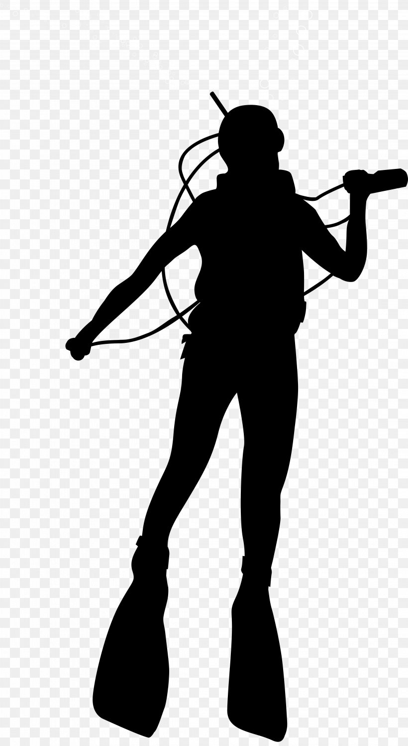 Silhouette Underwater Diving Scuba Diving Clip Art, PNG, 4381x8000px, Silhouette, Art, Black, Black And White, Clothing Download Free