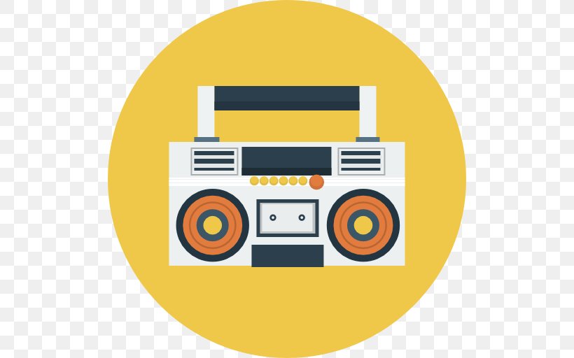 Area Brand Multimedia Yellow, PNG, 512x512px, Boombox, Area, Brand, Cassette Deck, Compact Cassette Download Free