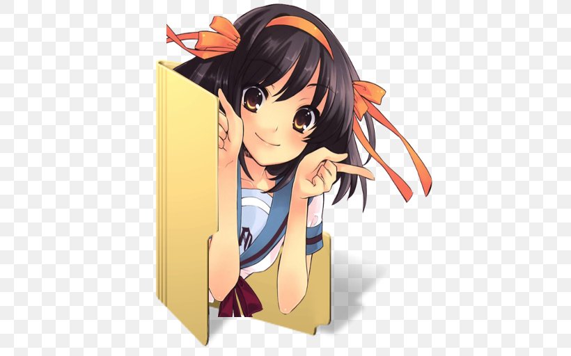 Haruhi Suzumiya, PNG, 512x512px, Watercolor, Cartoon, Flower, Frame, Heart Download Free