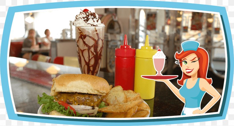 Fast Food Hamburger Diner Food Donna's Diner Milkshake, PNG, 1000x538px, Fast Food, Breakfast, Brunch, Cuisine, Diner Download Free