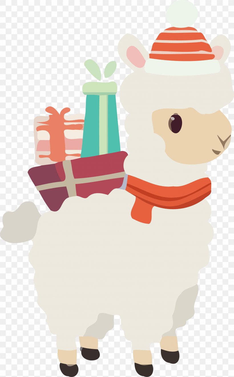 New Year Sheep Gift, PNG, 1972x3185px, New Year, Alpaca, Camelid, Cartoon, Christmas Download Free