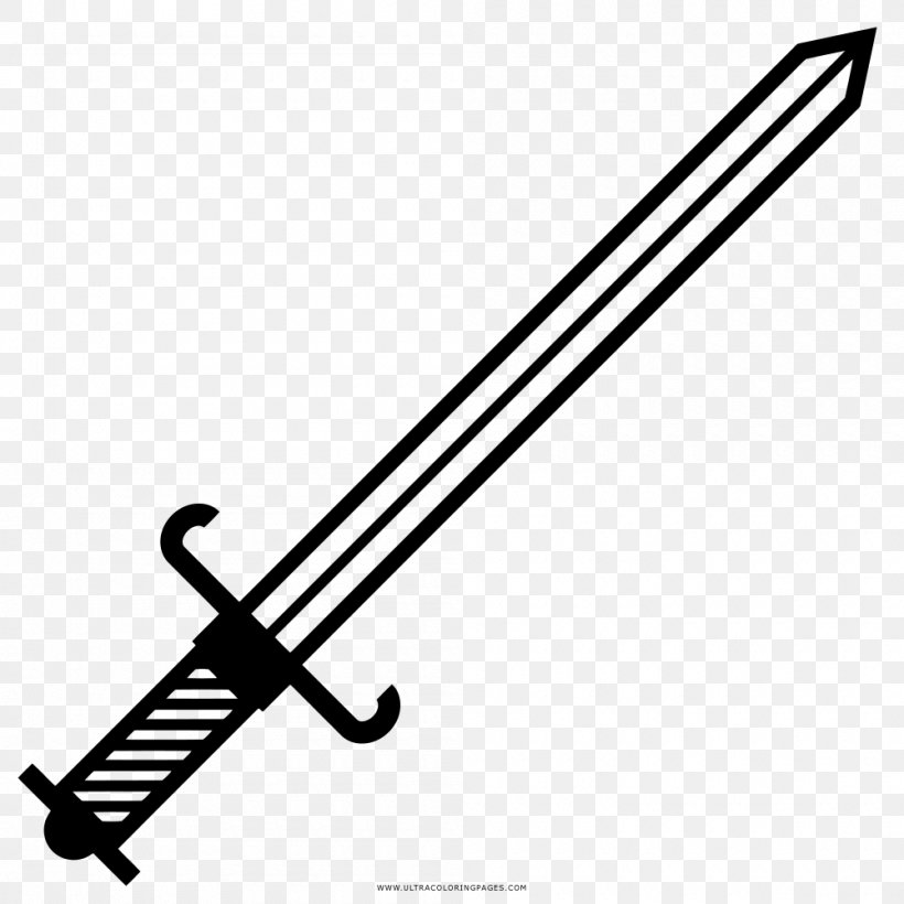 Sword Drawing Black And White Orcrist, PNG, 1000x1000px, Sword, Art, Black And White, Cold Weapon, Coloring Book Download Free