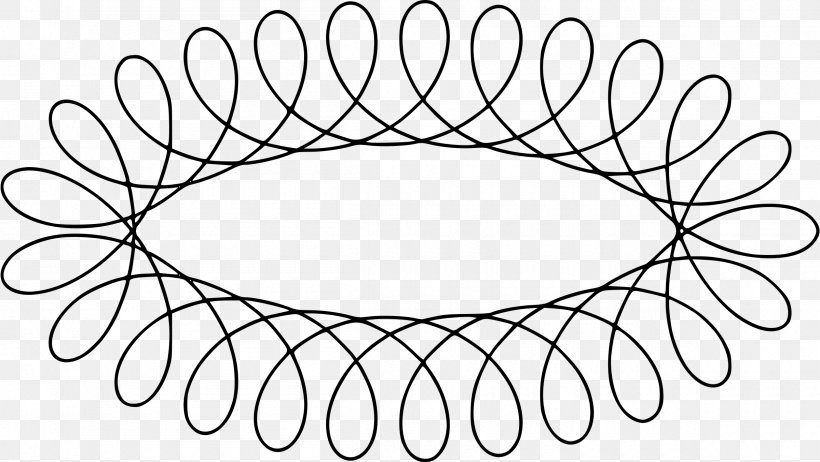 Roulette Circle Hypotrochoid Curve Spirograph, PNG, 2400x1355px, Roulette, Area, Black And White, Curve, Ellipse Download Free