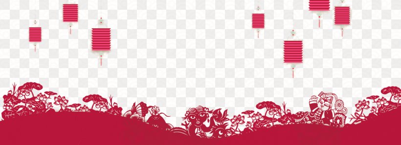 Papercutting Lantern Chinese New Year Banner, PNG, 1200x437px, Papercutting, Art, Banner, Brand, Chinese New Year Download Free