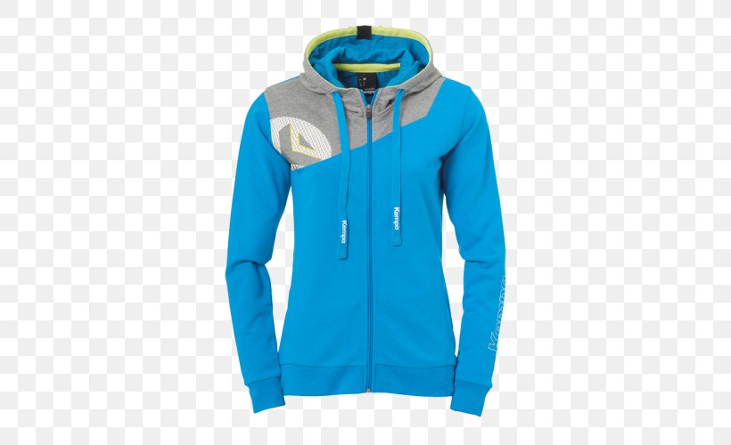 Hoodie Tracksuit Jacket Kempa Core 2.0, PNG, 505x500px, Hoodie, Clothing, Coat, Cobalt Blue, Electric Blue Download Free