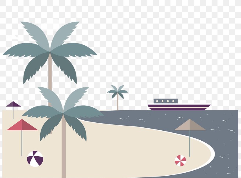 Vector Graphics Illustration Beach Design Image, PNG, 803x605px, Beach, Arecales, Art, Botany, Coconut Download Free