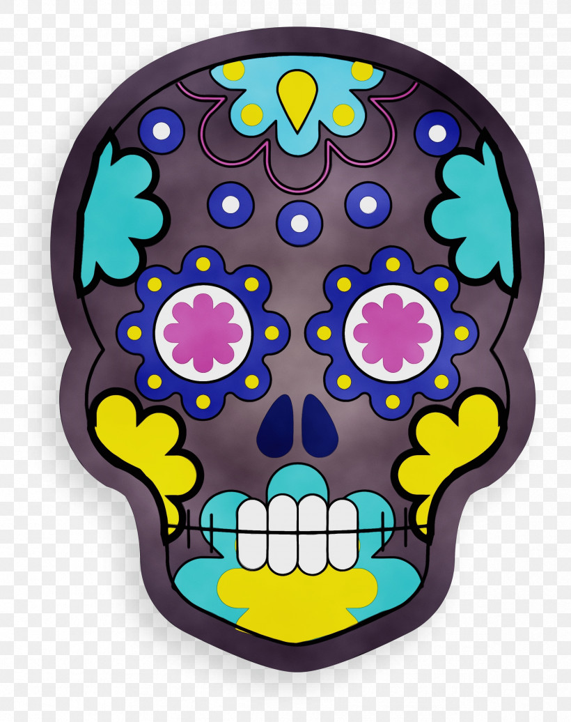 Purple Pattern, PNG, 2374x3000px, Skull, Mexico, Paint, Purple, Watercolor Download Free
