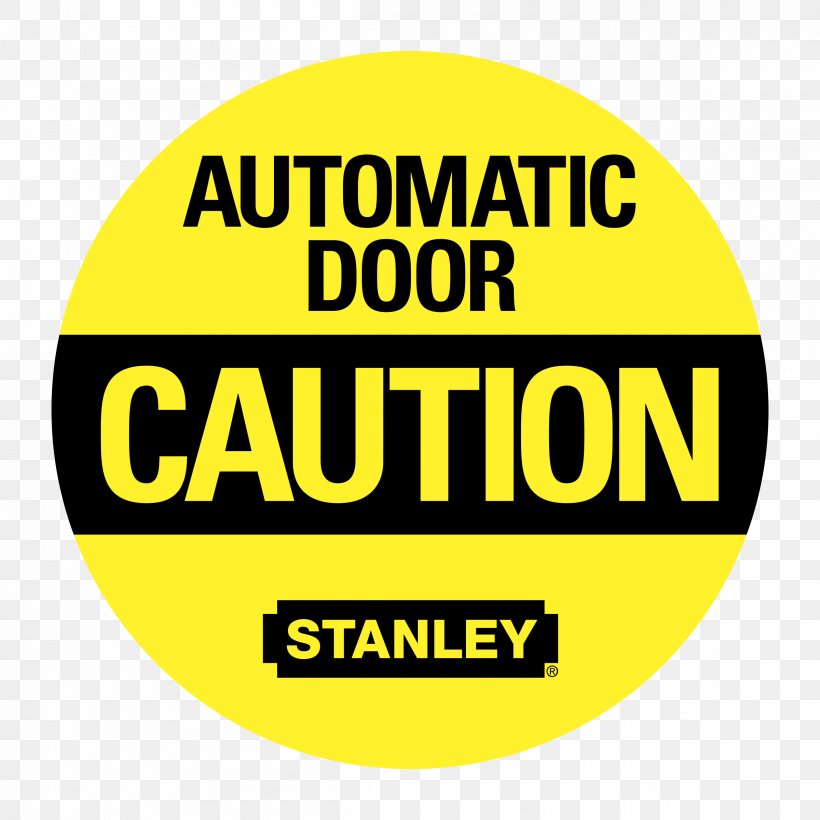 Caution Automatic Door Logo Brand, PNG, 2400x2400px, Automatic Door, Area, Brand, Decal, Door Download Free