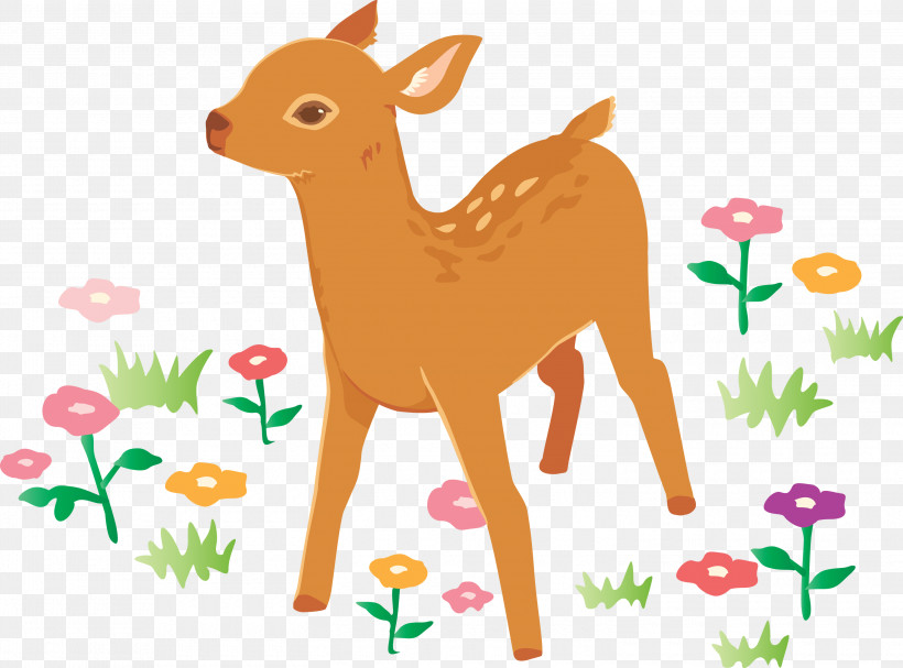 Deer Roe Deer Animal Figure Wildlife Fawn, PNG, 3000x2221px, Deer, Animal Figure, Cartoon, Fawn, Grass Download Free