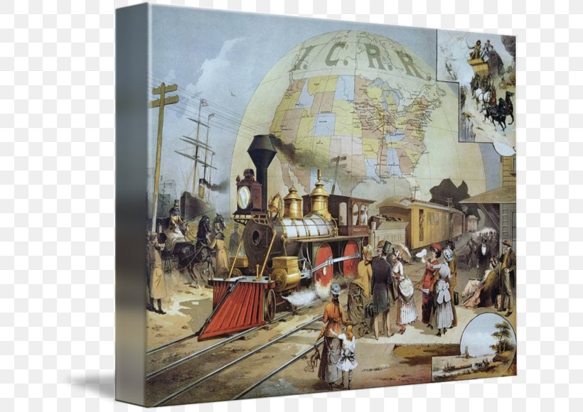 Rail Transport First Transcontinental Railroad Canvas Print, PNG, 650x580px, Rail Transport, Art, Canvas, Canvas Print, First Transcontinental Railroad Download Free