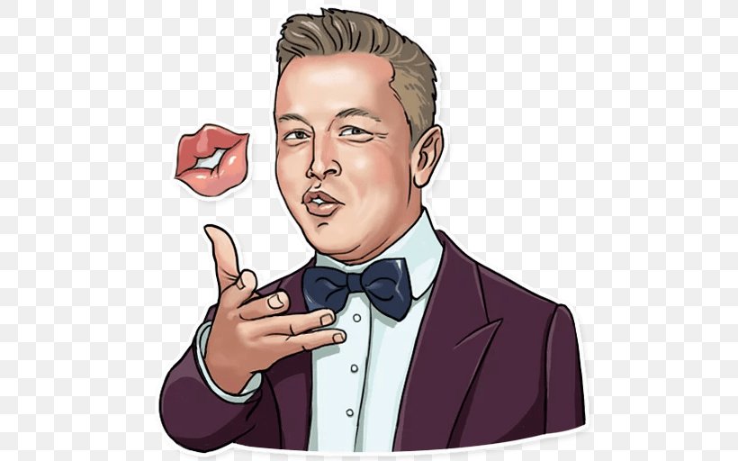 Elon Musk Sticker Businessperson Telegram Clip Art, PNG, 512x512px, Elon Musk, Behavior, Businessperson, Cartoon, Cheek Download Free