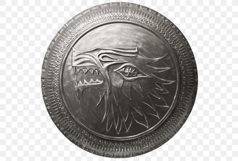 A Game Of Thrones Daenerys Targaryen House Stark Sandor Clegane Shield, PNG, 555x555px, Game Of Thrones, Coin, Daenerys Targaryen, George R R Martin, House Stark Download Free