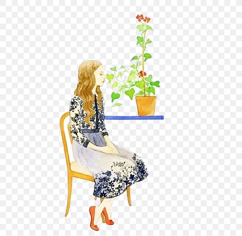 Long Hair Illustration, PNG, 646x801px, Long Hair, Chair, Illustrator, Sitting, Table Download Free