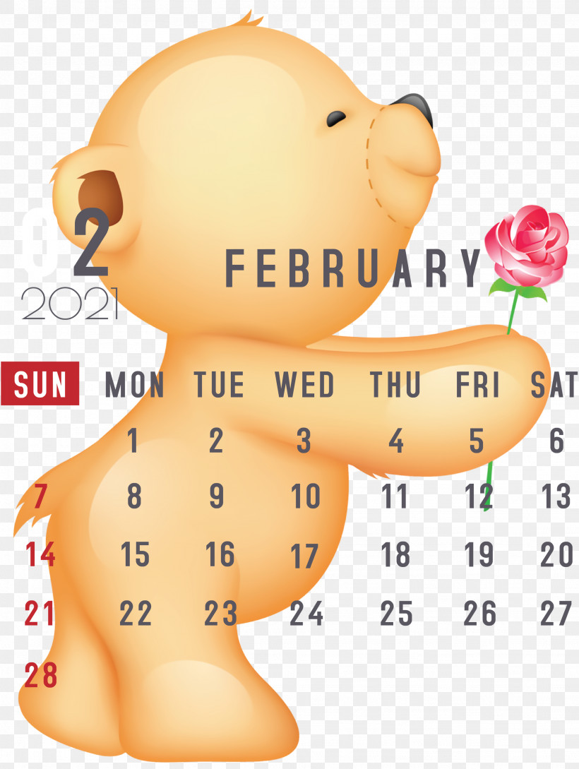 February 2021 Printable Calendar February Calendar 2021 Calendar, PNG, 2257x3000px, 2021 Calendar, Bears, Cartoon, Cartoon Network, Cuteness Download Free