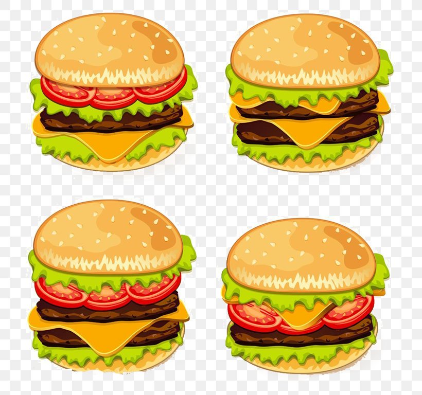 Hamburger Cheeseburger Hot Dog Veggie Burger Fast Food, PNG, 768x768px, Hamburger, American Food, Beef, Big Mac, Breakfast Sandwich Download Free