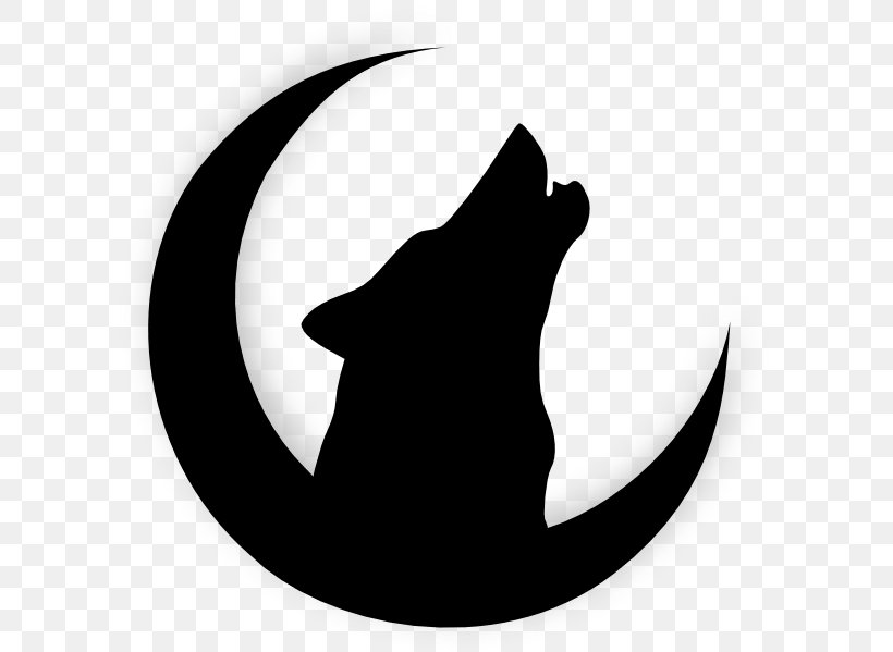 Crescent Moon Drawing, PNG, 600x599px, Wolf, Black Cat, Blackandwhite, Crescent, Decal Download Free