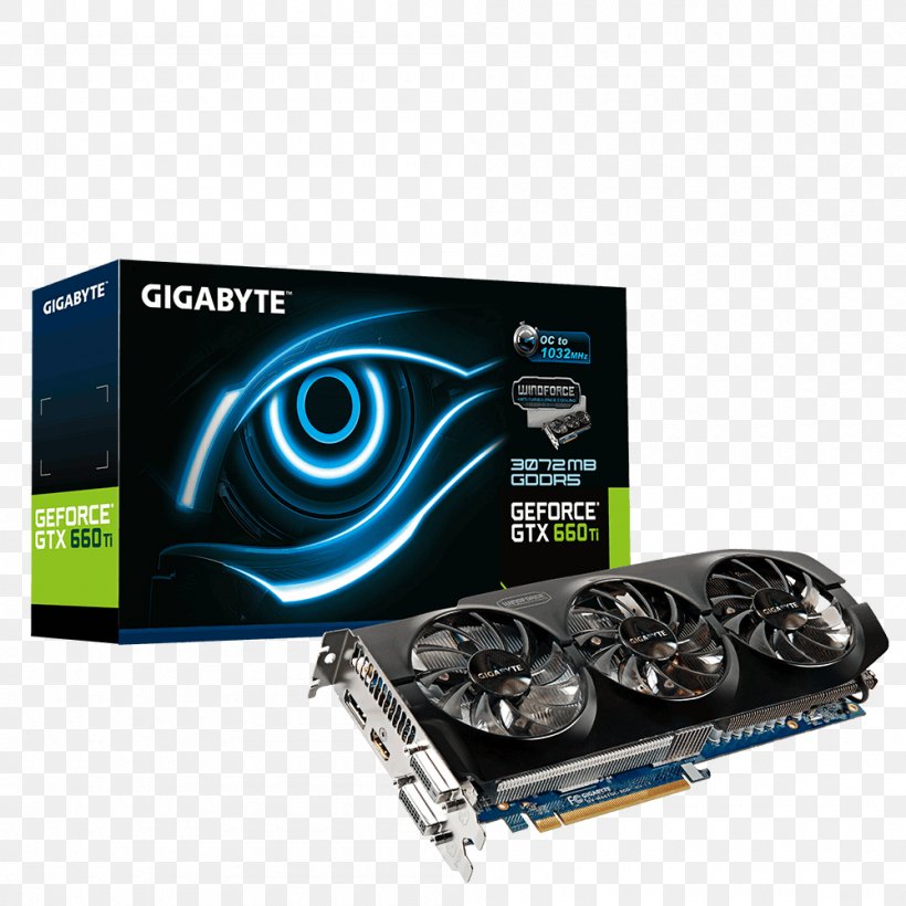 Graphics Cards & Video Adapters GeForce GTX 660 Ti GeForce GTX 670 Gigabyte Technology, PNG, 1000x1000px, Graphics Cards Video Adapters, Computer Component, Computer Cooling, Electronic Device, Electronics Accessory Download Free