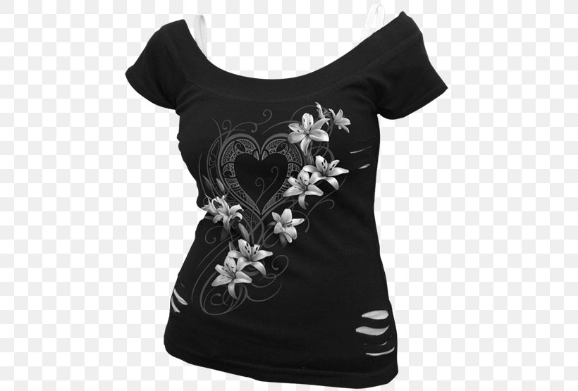 T-shirt Clothing Gothic Fashion Sleeve, PNG, 555x555px, Tshirt, Black, Blouse, Clothing, Dress Download Free