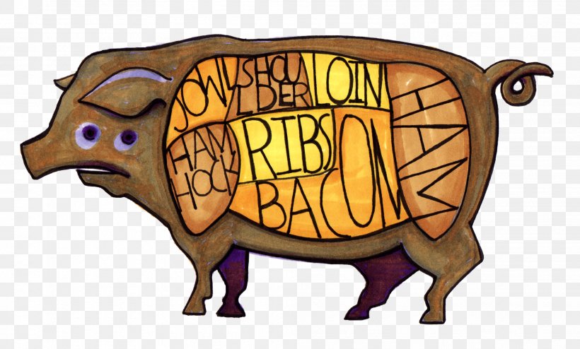 Pig Cattle Ox Clip Art, PNG, 2018x1216px, Pig, Cartoon, Cattle, Cattle Like Mammal, Fauna Download Free