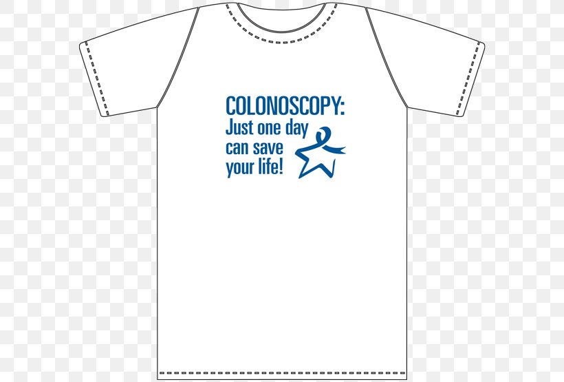 T-shirt Colorectal Cancer Collar Logo Symbol, PNG, 600x555px, Tshirt, Area, Blue, Brand, Clothing Download Free