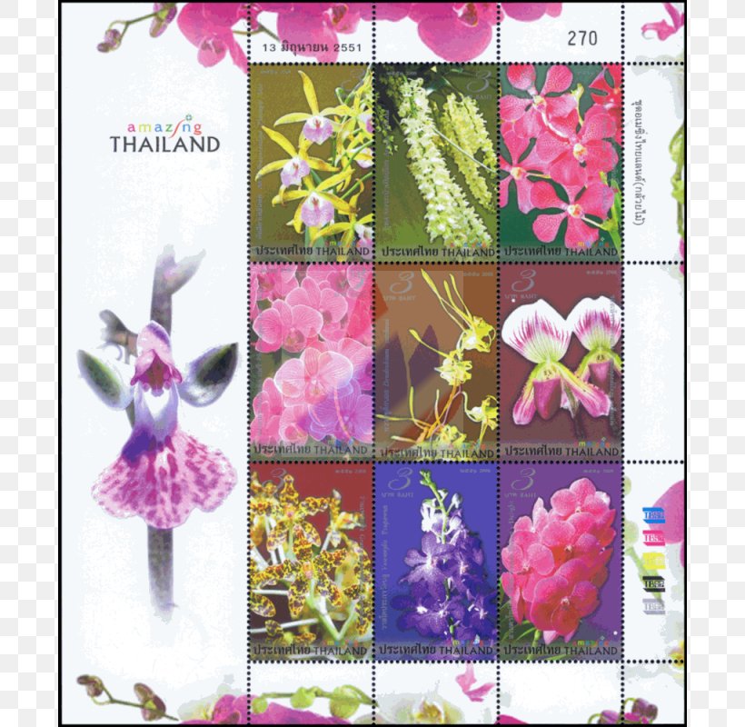 Thailand Postage Stamps Miniature Sheet First Day Of Issue Floral Design, PNG, 800x800px, Thailand, Art, Collage, First Day Of Issue, Flora Download Free