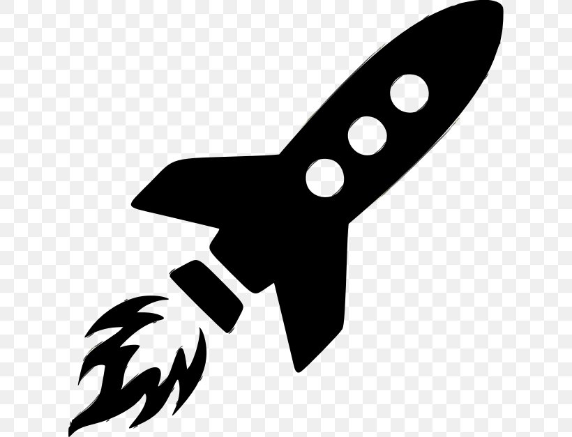 Rocket Launch Spacecraft Clip Art, PNG, 624x627px, Rocket, Black, Black And White, Cold Weapon, Monochrome Download Free