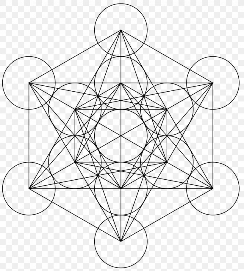 Metatron's Cube Overlapping Circles Grid Sacred Geometry, PNG, 924x1024px, Metatron, Area, Art, Artwork, Black And White Download Free