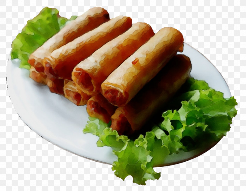 Spring Roll Popiah Chả Giò Breakfast Sausage Taquito, PNG, 900x700px, Watercolor, Breakfast, Breakfast Sausage, Lumpia, Paint Download Free
