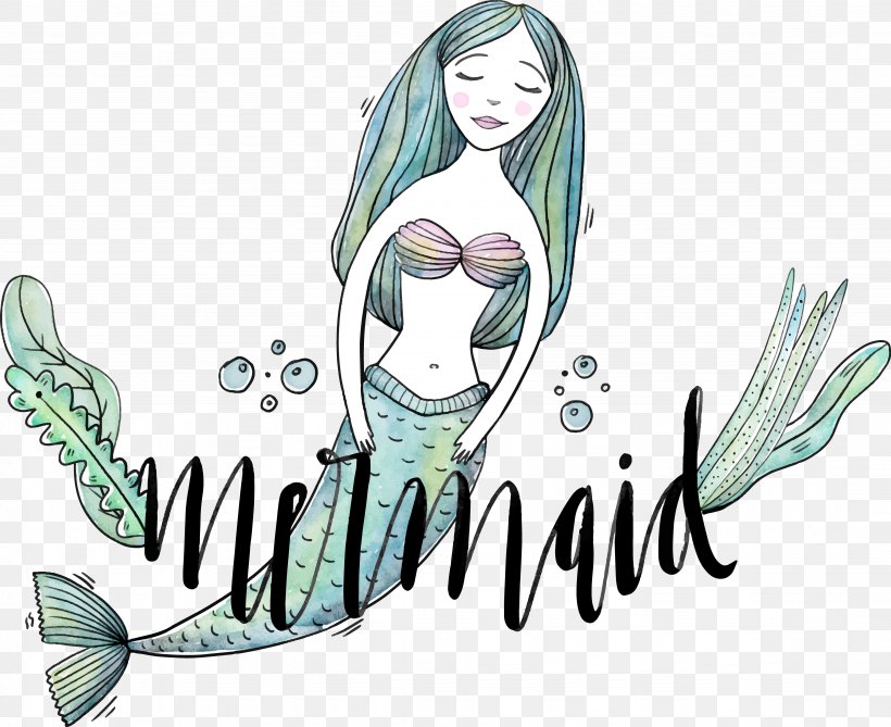 Mermaid Ocean Euclidean Vector Illustration, PNG, 4514x3683px, Watercolor, Cartoon, Flower, Frame, Heart Download Free