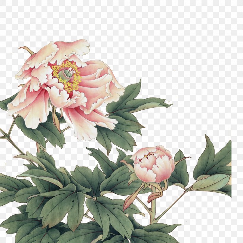 Chinese Painting Peony Gongbi Art, PNG, 1417x1417px, Painting, Art, Art Deco, Artificial Flower, Chinese Painting Download Free