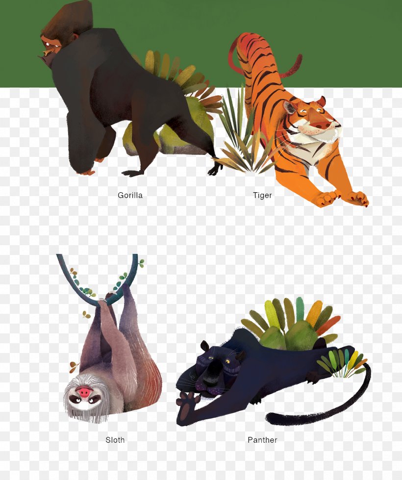 Gorilla Orangutan Tiger Chimpanzee Illustration, PNG, 1400x1673px, Gorilla, Animal, Carnivoran, Cartoon, Cat Like Mammal Download Free