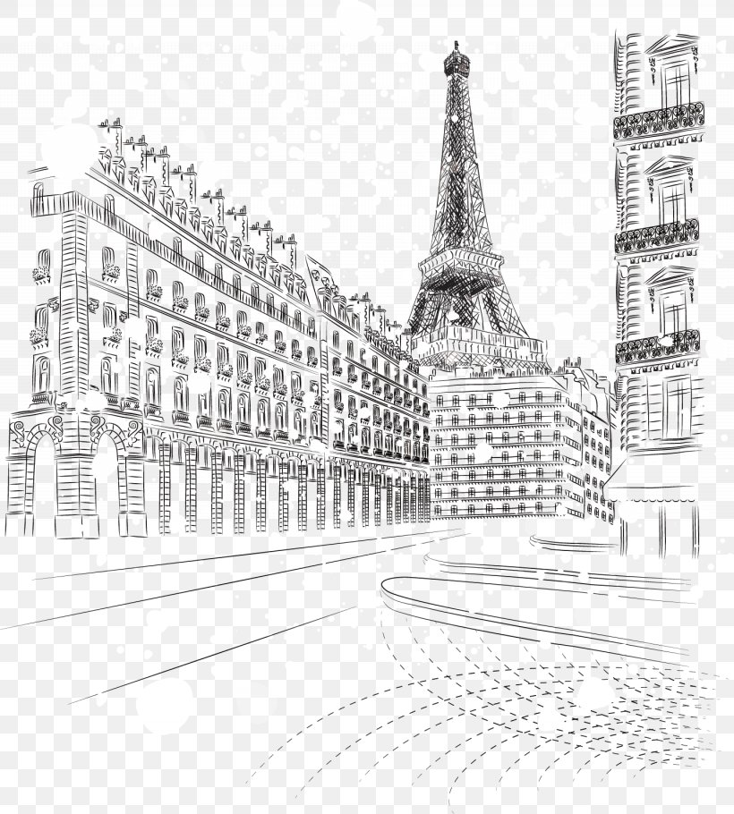 Eiffel Tower Snow Winter Drawing Sketch, PNG, 1435x1594px, Eiffel Tower, Architecture, Black And White, Building, Drawing Download Free