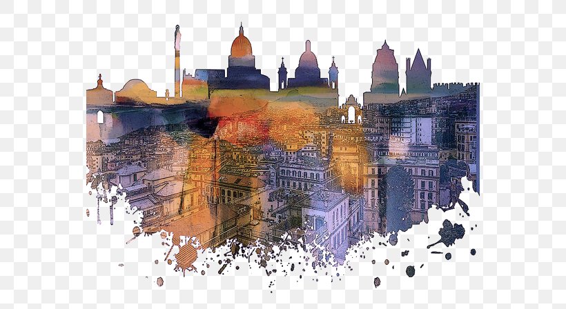 Birmingham The Architecture Of The City Skyline Watercolor Painting Building, PNG, 616x448px, Birmingham, Architecture, Architecture Of The City, Art, Building Download Free