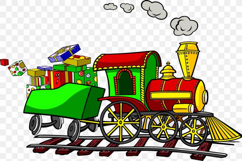 Train Santa Claus Rail Transport Christmas, PNG, 1000x668px, Train, Area, Cartoon, Christmas, Locomotive Download Free