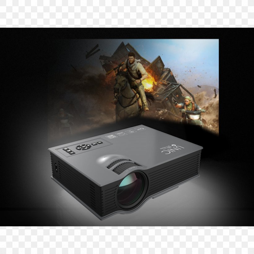 Multimedia Projectors UNIC UC46 Home Theater Systems 1080p, PNG, 1000x1000px, Multimedia Projectors, Brookstone Pocket Projector, Electronic Device, Electronics, Electronics Accessory Download Free