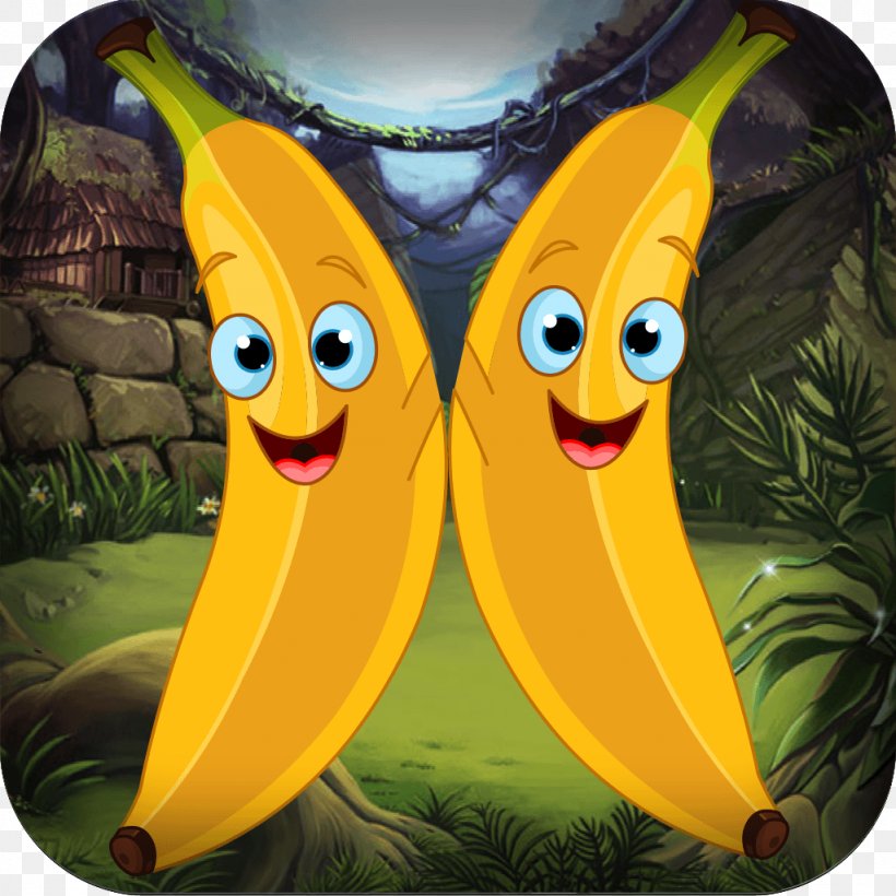 Banana Cartoon Fruit Screenshot, PNG, 1024x1024px, Banana, Banana Family, Cartoon, Food, Fruit Download Free