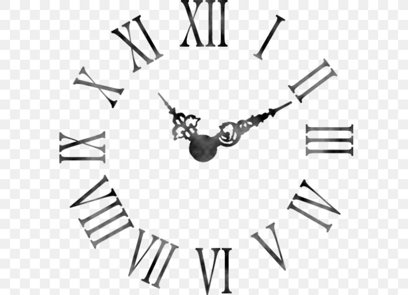 Clock Face Roman Numerals Numerical Digit Numeral System, PNG, 600x593px, Clock Face, Area, Artwork, Black And White, Body Jewelry Download Free