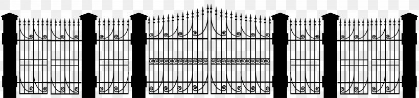 Fence Iron Black And White Steel, PNG, 8000x1886px, Fence, Black And White, Home, Home Fencing, Iron Download Free