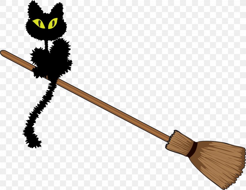 Halloween Black Cat, PNG, 2301x1776px, Halloween, Black Cat, Broom, Cat, Witch Download Free