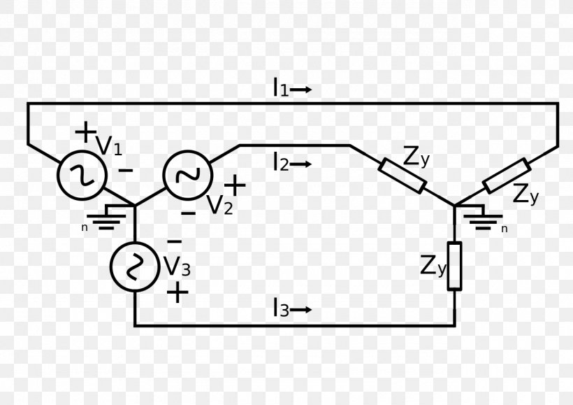 Three-phase Electric Power Y-Δ Transform Wiring Diagram Single-phase Electric Power, PNG, 1280x905px, Threephase Electric Power, Area, Auto Part, Black And White, Circuit Diagram Download Free