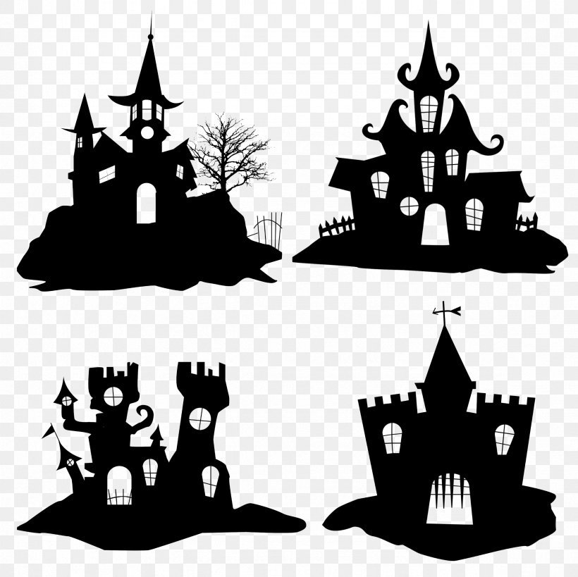 Halloween Silhouette Icon, PNG, 2362x2362px, Halloween, Black And White, Christmas Village, Haunted Attraction, Haunted House Download Free