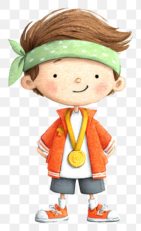 Smiling Boy With Medal PNG