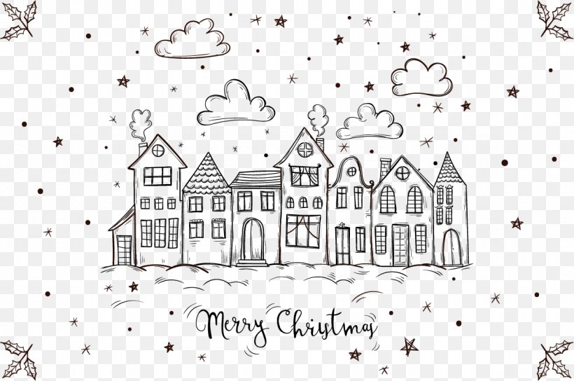 Sketch Christmas Town, PNG, 1181x784px, Christmas, Area, Artwork, Black And White, Brand Download Free