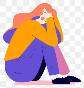 World Introvert Day - Sad Person Sitting Illustration Representing Mental Health PNG