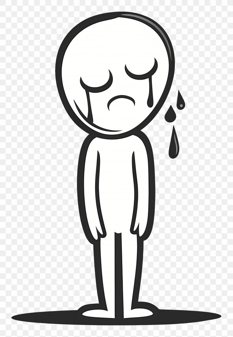 Stick Figure Crying - Sad Doodle Character With Tears PNG
