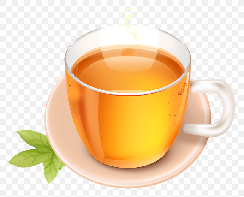 Tea - Glass Tea Cup On Plate PNG