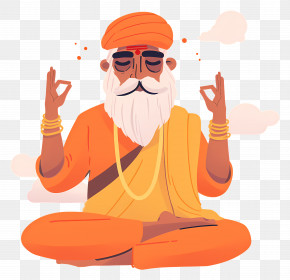 Indian Sadhu - Meditating Guru Cartoon Illustration PNG